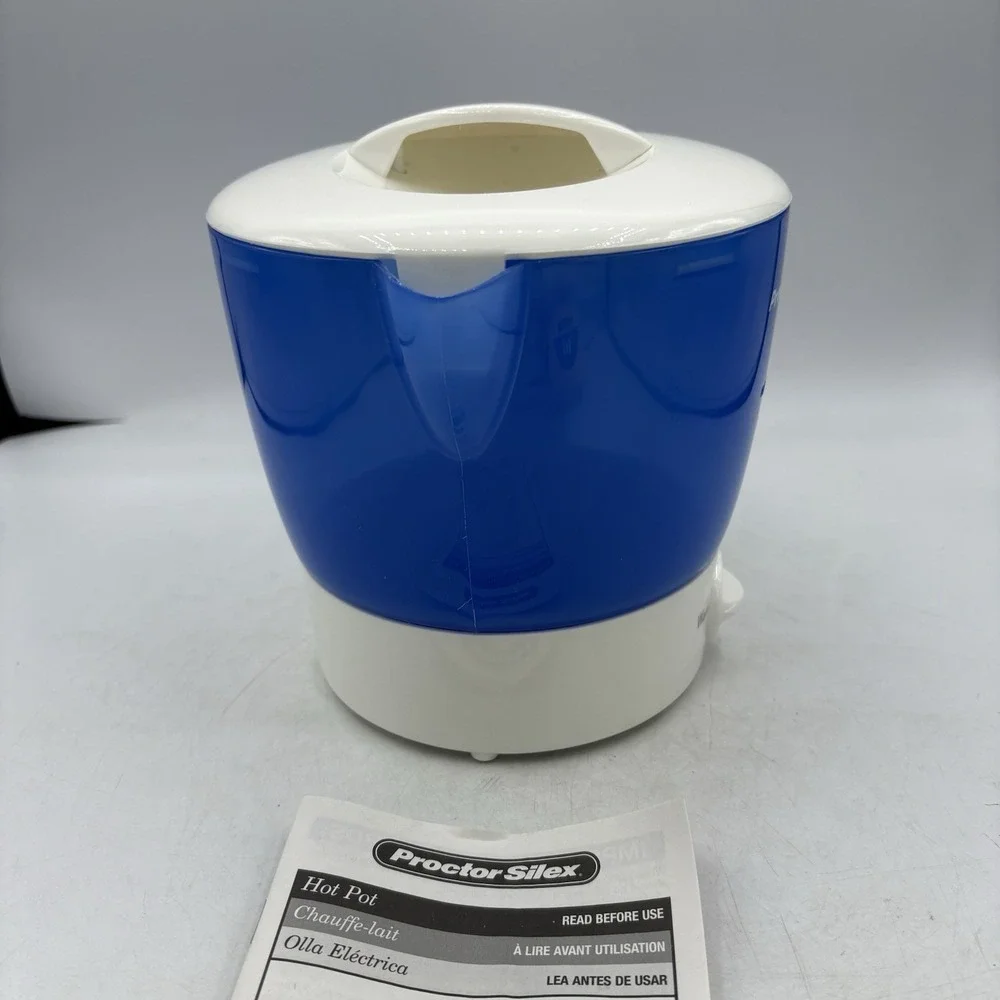 Proctor Silex Electric Kettle Hot Pot Boil 32 oz Max Blue White w Manual HP04